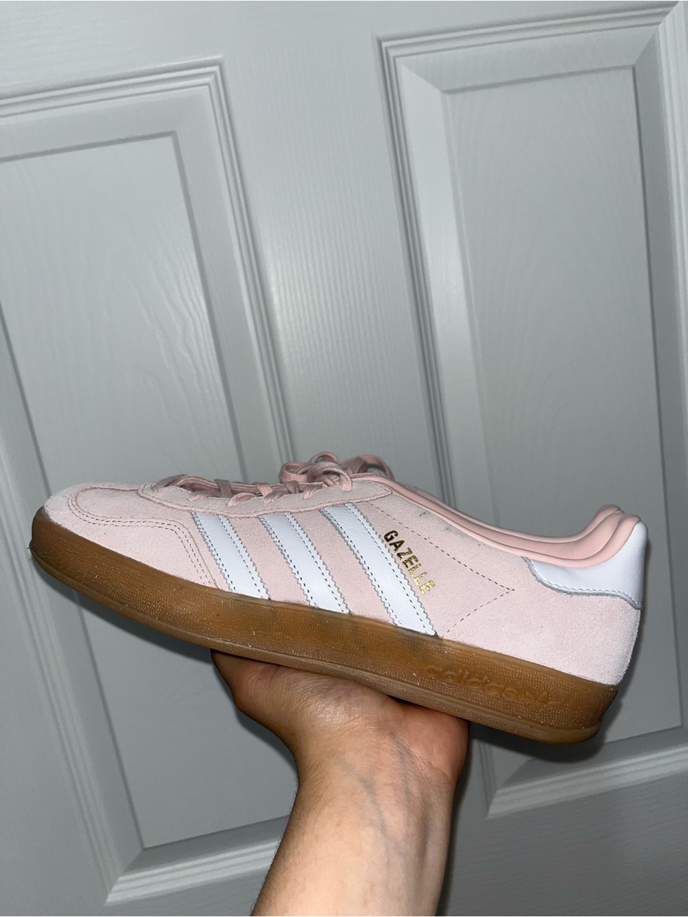 adidas Women’s Light Pink and White Low-Top Sneaker